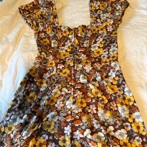 Altar'd State Brown and Cream Floral Dress
